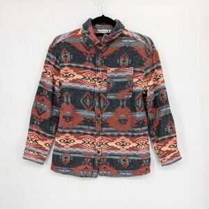 Mountain And Isles Chamois Shirt Women Size S Aztec Print Button-Up Southwestern